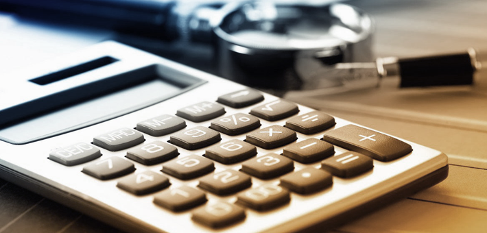 Calculator and financial paperwork