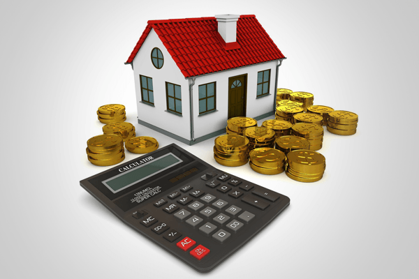 A model home with coins